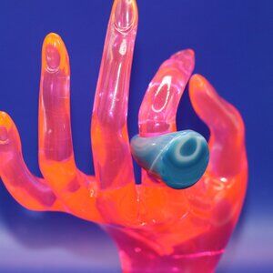 Women's or Unisex Size 6.5"Carved Blue Agate Ring